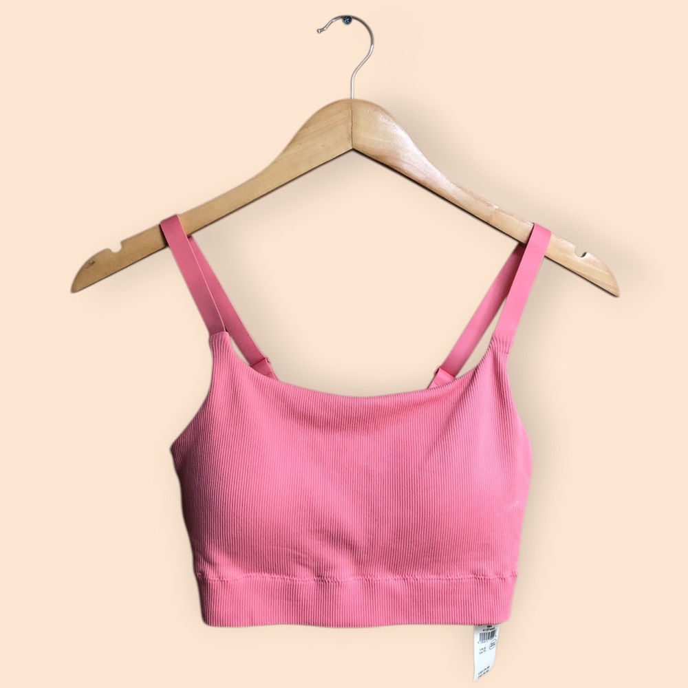 Aerie NWT Superchill Pink Ribbed Sports Bra Comfort Activewear Women’s XL
